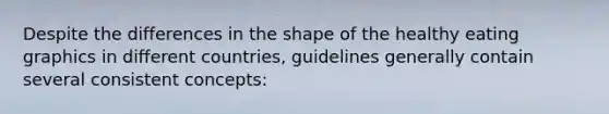 Despite the differences in the shape of the healthy eating graphics in different countries, guidelines generally contain several consistent concepts: