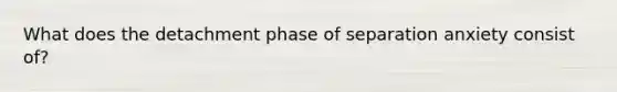 What does the detachment phase of separation anxiety consist of?