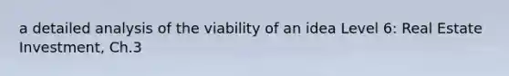 a detailed analysis of the viability of an idea Level 6: Real Estate Investment, Ch.3