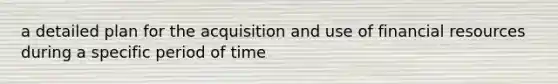 a detailed plan for the acquisition and use of financial resources during a specific period of time