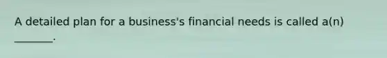 A detailed plan for a business's financial needs is called a(n) _______.