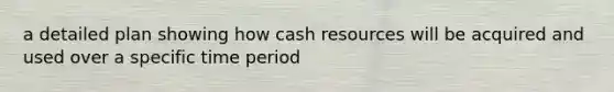 a detailed plan showing how cash resources will be acquired and used over a specific time period