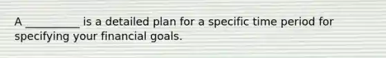 A __________ is a detailed plan for a specific time period for specifying your financial goals.