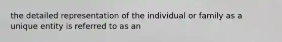 the detailed representation of the individual or family as a unique entity is referred to as an