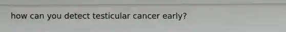 how can you detect testicular cancer early?