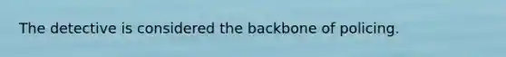 The detective is considered the backbone of policing.