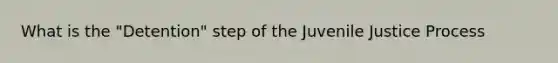 What is the "Detention" step of the Juvenile Justice Process