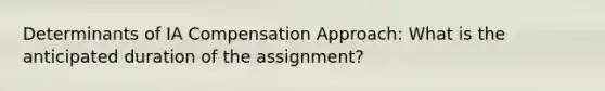 Determinants of IA Compensation Approach: What is the anticipated duration of the assignment?