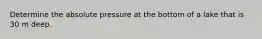 Determine the absolute pressure at the bottom of a lake that is 30 m deep.