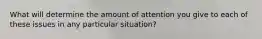 What will determine the amount of attention you give to each of these issues in any particular situation?