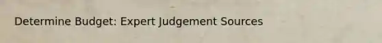 Determine Budget: Expert Judgement Sources