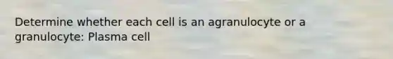 Determine whether each cell is an agranulocyte or a granulocyte: Plasma cell