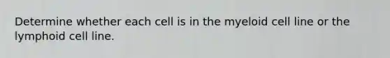 Determine whether each cell is in the myeloid cell line or the lymphoid cell line.