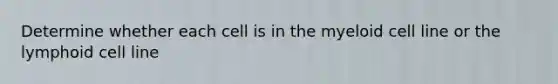 Determine whether each cell is in the myeloid cell line or the lymphoid cell line