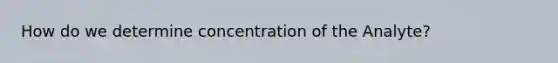 How do we determine concentration of the Analyte?