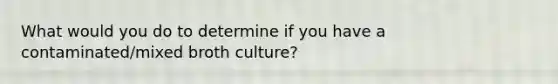 What would you do to determine if you have a contaminated/mixed broth culture?