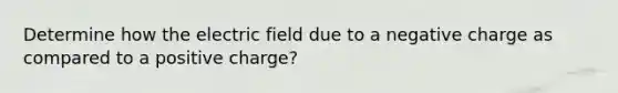 Determine how the electric field due to a negative charge as compared to a positive charge?