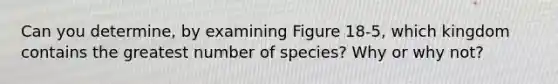 Can you determine, by examining Figure 18-5, which kingdom contains the greatest number of species? Why or why not?