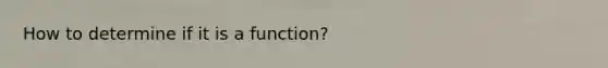 How to determine if it is a function?