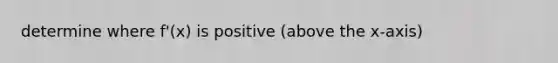 determine where f'(x) is positive (above the x-axis)