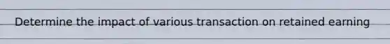 Determine the impact of various transaction on retained earning