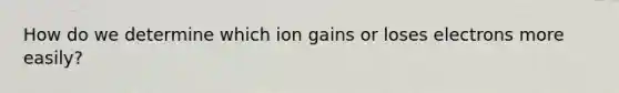 How do we determine which ion gains or loses electrons more easily?