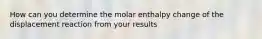 How can you determine the molar enthalpy change of the displacement reaction from your results