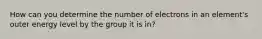 How can you determine the number of electrons in an element's outer energy level by the group it is in?