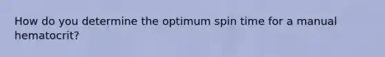 How do you determine the optimum spin time for a manual hematocrit?