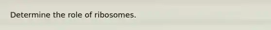 Determine the role of ribosomes.