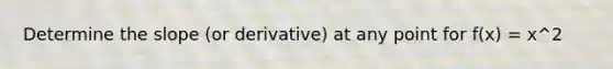 Determine the slope (or derivative) at any point for f(x) = x^2