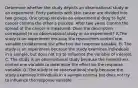 Determine whether the study depicts an observational study or an experiment. Forty patients with skin cancer are divided into two groups. One group receives an experimental drug to fight cancer comma the other a placebo. After two years comma the spread of the cancer is measured. Does the description correspond to an observational study or an​ experiment? A.The study is an experiment because the researchers control one variable to determine the effect on the response variable. B. The study is an experiment because the study examines individuals in a​ sample, but does not try to influence the variable of interest. C. The study is an observational study because the researchers control one variable to determine the effect on the response variable. D. The study is an observational study because the study examines individuals in a sample comma but does not try to influence the response variable.