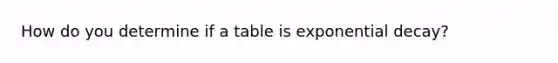 How do you determine if a table is exponential decay?