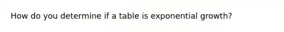 How do you determine if a table is exponential growth?