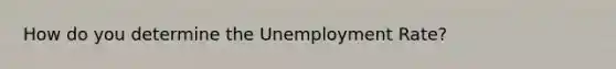 How do you determine the Unemployment Rate?