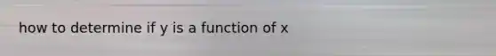 how to determine if y is a function of x