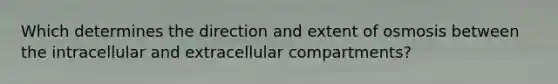 Which determines the direction and extent of osmosis between the intracellular and extracellular compartments?