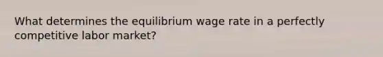 What determines the equilibrium wage rate in a perfectly competitive labor market?