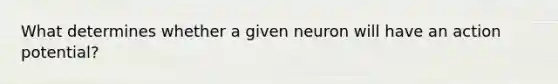 What determines whether a given neuron will have an action potential?