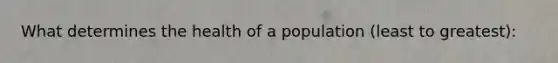 What determines the health of a population (least to greatest):
