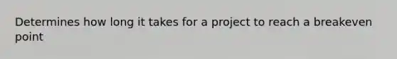 Determines how long it takes for a project to reach a breakeven point