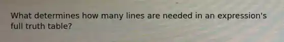 What determines how many lines are needed in an expression's full truth table?
