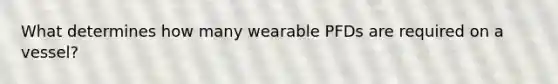 What determines how many wearable PFDs are required on a vessel?