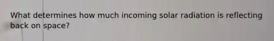 What determines how much incoming solar radiation is reflecting back on space?