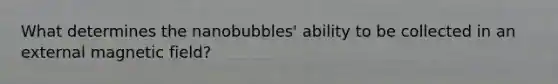 What determines the nanobubbles' ability to be collected in an external magnetic field?