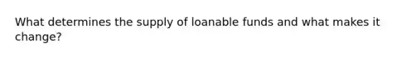 What determines the supply of loanable funds and what makes it​ change?