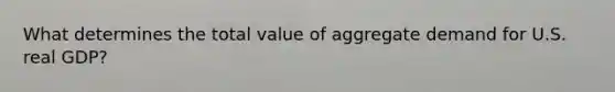 What determines the total value of aggregate demand for U.S. real GDP?