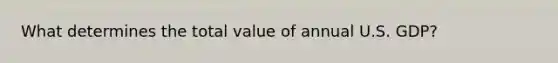 What determines the total value of annual U.S. GDP?