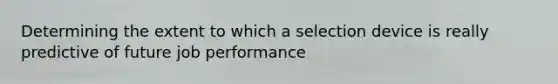 Determining the extent to which a selection device is really predictive of future job performance