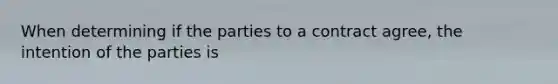 When determining if the parties to a contract agree, the intention of the parties is